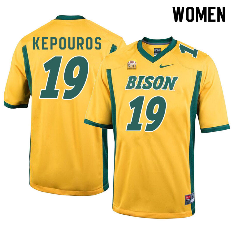 Women #19 Jimmy Kepouros North Dakota State Bison College Football Jerseys Sale-Yellow - Click Image to Close